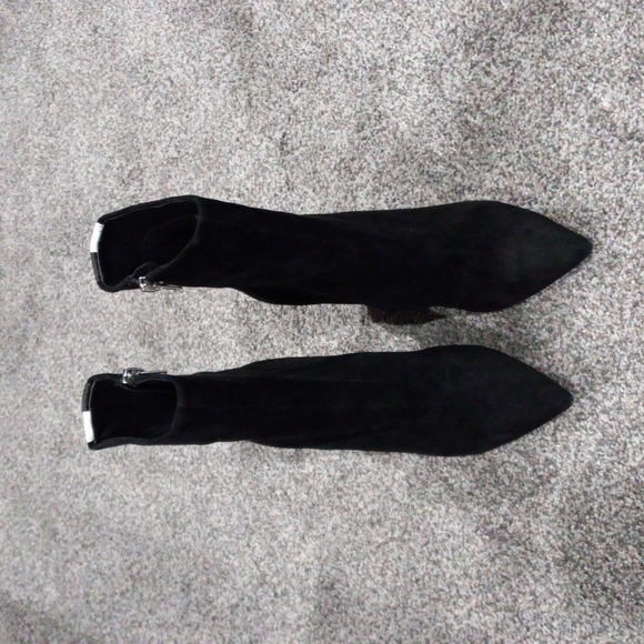 Black Suede Steve Madden Crystal Ankle Bootie - Picture 4 of 8